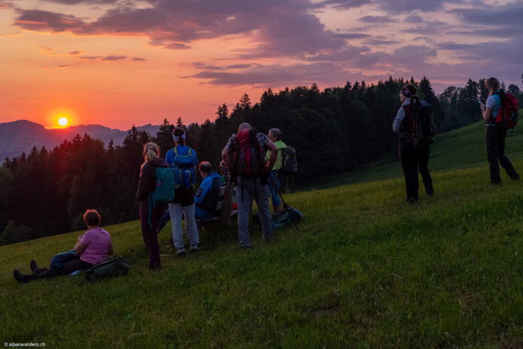 Sonnenaufgang Hundwil - Nachtwanderung Wanderfestival 2023